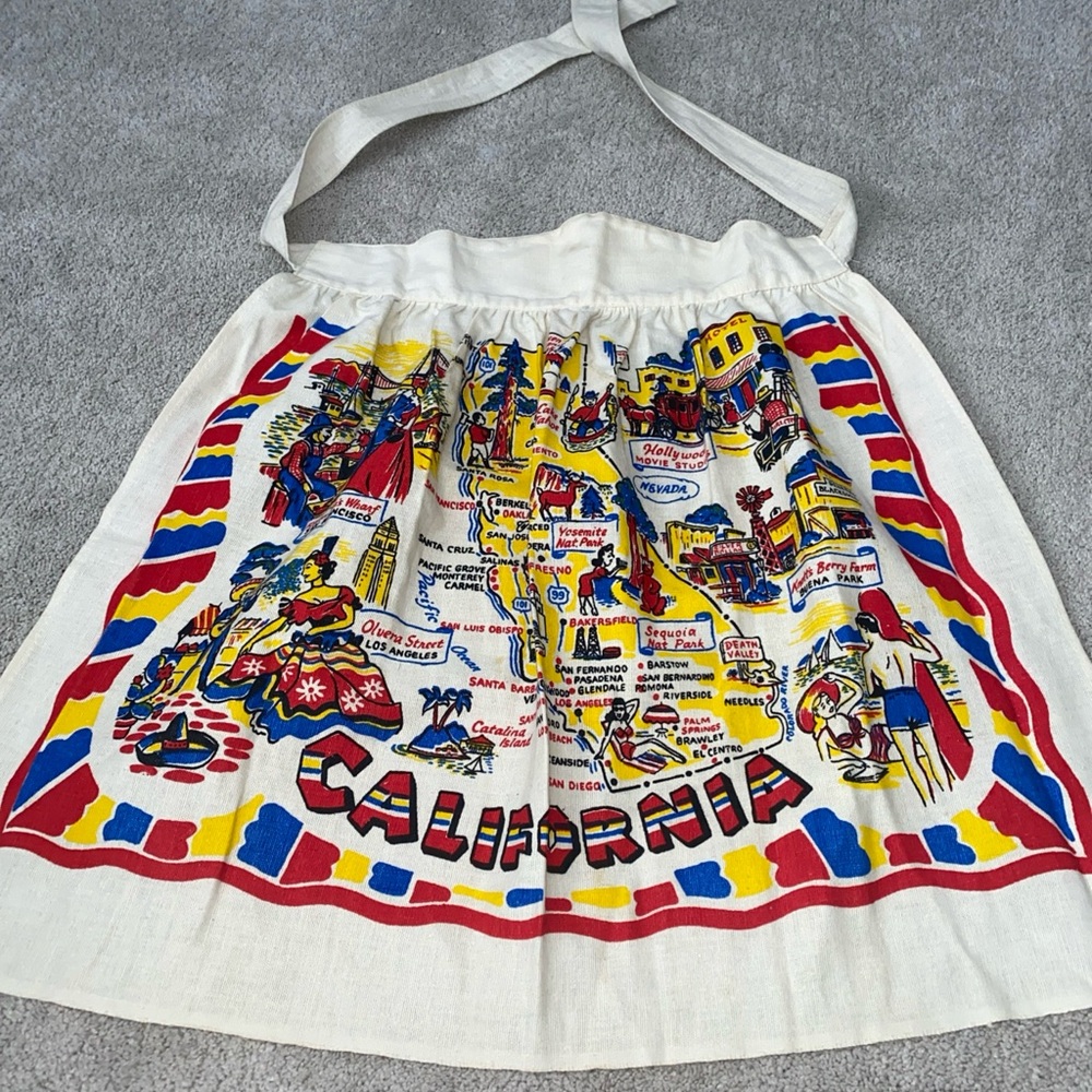 Vintage California State Half Waist‎ Apron Cotton Souvenir